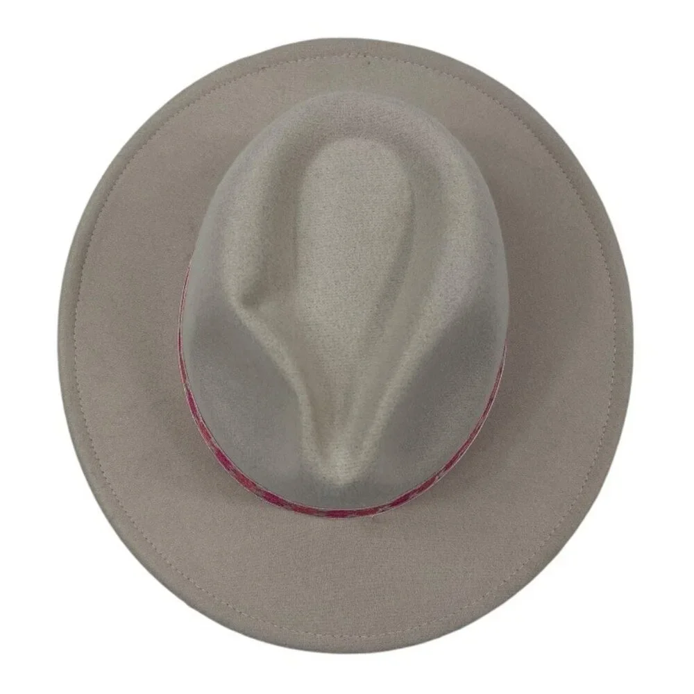 Altar’d State Womens Wool Blend Short Brim Fedora Barbiecore Beige Pink OS Indie